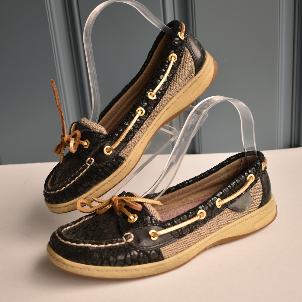 *SPERRY Anglefish Cheetah Print Leather Boat Shoes